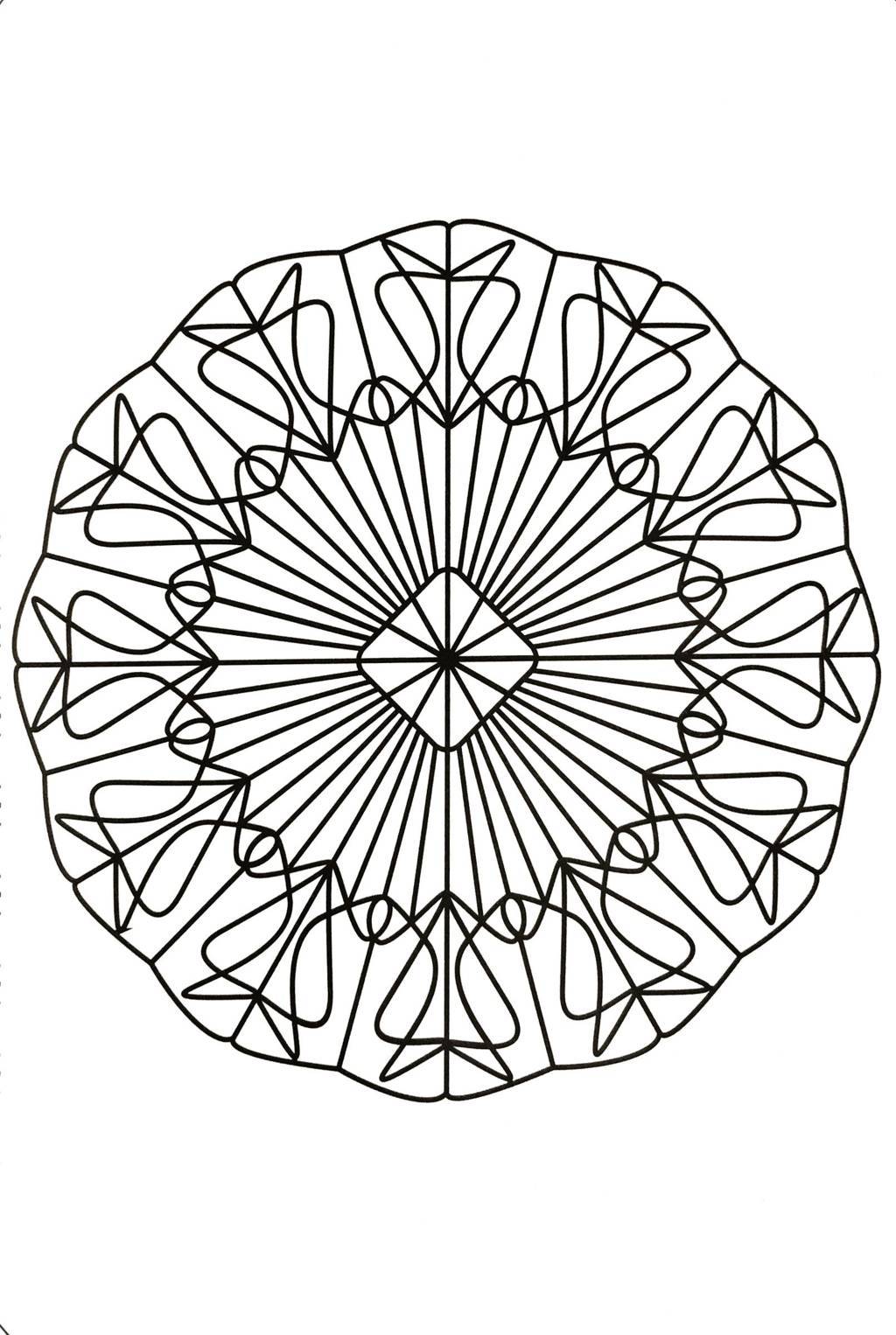Coloriage Mandala géométrique aux motifs symétriques - Mandala à imprimer